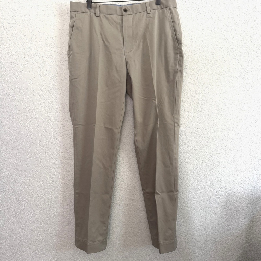 Brooks Brothers Advantage Chino Stretch Clark Fit Beige Men's Pant Size 35x 32